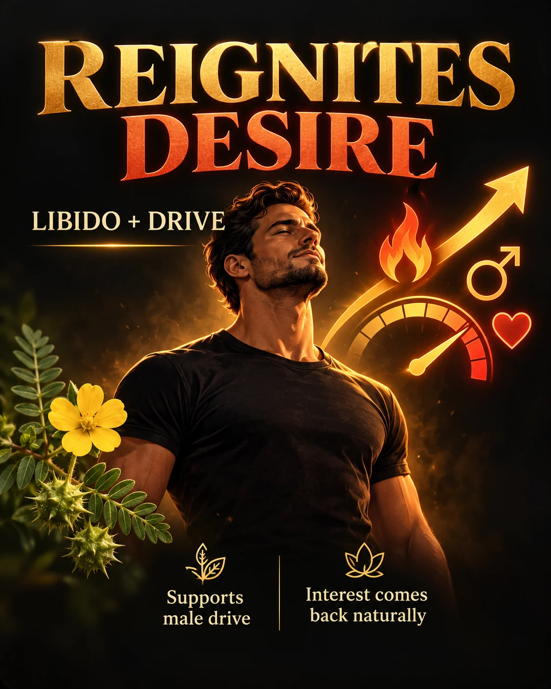 Reignites desire: libido and drive. Supports male drive; interest comes back naturally
